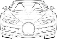 Bugatti Chiron 2022 Front View Outline Outline Svg Vector, Free Vectors File